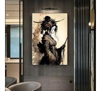 WZXGHE Japanese Samurai Poster, Woman Samurai Portrait Art Print Poster, Modern Living Room Bedroom Wall Decorative Pictures Unframed (A, 80 x 120 cm)