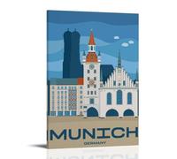 WZXGYM Munich Painting Decorative Poster Waterproof Oil Painting Cloth Modern Art Home Furnishings Bedrooms Offices Walls Excellent Gift Items 24x36inch(60x90cm) Frame-style