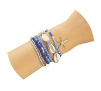 WZXHYS 7 Pieces Beach Surfer Wave Bracelet for Women Ocean Waves Adjustable Waterproof Handmade Braided Bead Bracelet Friendship Bracelet Anklet Summer Jewelry for Girls, 0.06inches, Crystal