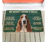 WZXKR Doormat Printed 3D My Basset Hound'S Rules Doormat Non Slip Door Floor Mats Decor Porch Doormat Entrance Doormat Interior Doormat-40X60CM