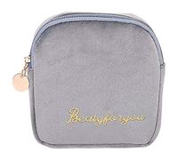 Wzxksoac 1 Pcs Mini Solid Cosmetic Bag Velvet Toiletry Make Up Storage Bag Organizer Travel Cosmetic Case Beauty Bag Gray