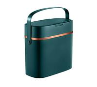 Wzxksoac 1 PCS Trash Bin with Lid and Handle Plastic Trash Bin Small Dark Green for Bedroom/Narrow Food Waste Bin/Office/RV