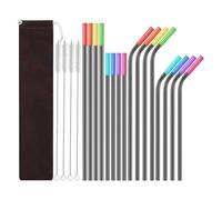 Wzxksoac 1 Set- Stainless Steel Straw Set Silicone Mouth Portable Metal Straw Brush Easy Install, Black