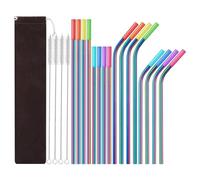 Wzxksoac 1 Set- Stainless Steel Straw Set Silicone Mouth Portable Metal Straw Brush Easy Install, Multicolor