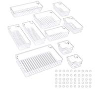 Wzxksoac 10 Pcs Desk Drawer Organiser Trays, 5-Size Versatile Storage Boxes Makeup Organizers for Kitchen Dresser Bathroom Office