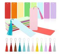 Wzxksoac 100 Pack Blank Color Bookmarks Cardstock with 100 Pcs Colorful Tassels, Craft DIY Paper Bookmarks for DIY Craft Projects