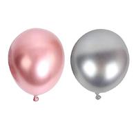 Wzxksoac 100Pcs 10 Inch Metallic Latex Balloons Thick Chrome Glossy Metal Pearl Balloon Globos Rose Gold & Silver