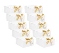 Wzxksoac 10Pack White Gift Boxes with Lids, 8X8X4 Inch Groomsmen Proposal Box, Luxury Black Gift Box with Ribbon for Wedding Box