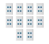 Wzxksoac 10PCS Cat 6 Ethernet Wall Plate 4 Port Female to Female Compatible with Cat6/5/5e Removable Faceplate for Easy Install B