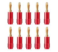 Wzxksoac 10Pcs Speaker Banana Plug Connector 4K Gold-Plated 4MM for Speaker Adapter Audio Video Red