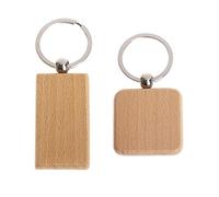Wzxksoac 110Pcs Blank Square Wooden Keychain DIY Key Tag Gift, 60 Pcs 40 X 40mm & 50 Pcs 55 X 31mm