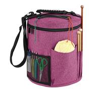 Wzxksoac 11x13 Yarn Storage Bag with Zippered Lid Side Pockets Handle& Shoulder Strap Crochet Organizer Rose Red
