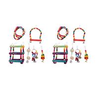Wzxksoac 12 Pcs Bird Parrot Toys, Bird Swing Toy Colorful Chewing Hanging Hammock Swing Bell Pet Climbing Ladders Toys Bird Toys