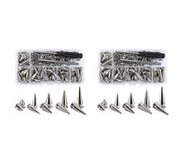 Wzxksoac 140 Sets Silver Mixed Shape Spikes and Studs Cone Croc Spikes Leather Rivet Kit for Clothing Shoes Belts DIY