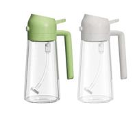 Wzxksoac 2-In-1 Oil Dispenser and Oil Sprayer, About 16oz Glass Oil Dispenser Bottle for Kitchen (2Pcs) Green & White