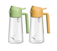 Wzxksoac 2-In-1 Oil Dispenser and Oil Sprayer, About 16oz Glass Oil Dispenser Bottle for Kitchen Easy to Use (2Pcs) Green & Orange