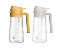 Wzxksoac 2-In-1 Oil Dispenser and Oil Sprayer, About 16oz Glass Oil Dispenser Bottle for Kitchen Easy to Use (2Pcs) Orange & White