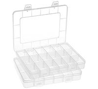 Wzxksoac 2 Pack 18 Grids Plastic Organizer Box Adjustable Dividers, Storage Box for Jewelry, Art DIY Crafts,Washi Tapes,Beads