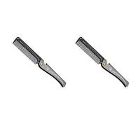 Wzxksoac 2 Pcs Black Men Folding Pocket Comb PP Teeth Detangling Hair Beard Comb Metal Handle Foldable Combing