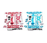 Wzxksoac 2 Set RC Car Full Upgrade Spare Parts Metal C Seat Steering Cup Swing Arm Central Drive Shaft,Red & Blue