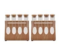 Wzxksoac 2 set Wooden Coffee Beans Tea Display Rack Stand Glass Test Tube Sealed Storage Decorative Ornaments Cereals Canister