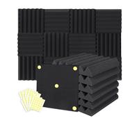 Wzxksoac 24 Packs Acoustic Foam Panels Wedge 2 X 12 X 12 Inch, Soundproofing Foam Noise Cancelling Foam for Home Office Recoding