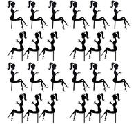 Wzxksoac 24PCS High Heels Woman Silhouette Pattern Girl Birthday Cake Decoration Cake Topper(Black)
