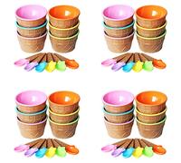Wzxksoac 24Pcs Ice Cream Bowl Set Ice Cream Spoon Bowl Tableware Set Children Cartoon Bowl