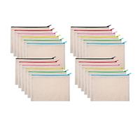 Wzxksoac 24Pcs Multipurpose Cosmetic Bag Makeup Pouches with Zipper Canvas Bag Pencil Pouch Travel Toiletry Bag for DIY Design