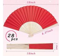 Wzxksoac 28PCS Handheld Folding Fans Foldable Bamboo Fans for Wedding DIY Crafting Wall Decor Party Favors Random