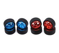 Wzxksoac 2set 65mm Metal Wheel Rim + High Grip Rubber Tires Tyres for 144001 A959 A959-B 124019 124018 Red & Blue