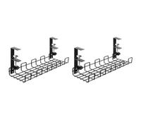 Wzxksoac 2X Cable Tray Under Desk,Under Desk Cable Organizer,Wire Cable Holder No Drilling Required Easy Installation