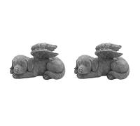 Wzxksoac 2X Dog Angel Pet Memorial Tombstone Marking Carved Statue, Resin, Stone Finish