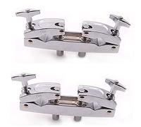 Wzxksoac 2X Drum Clamp 2 Hole Silver Multi Clamp Cymbal Stand Mount Holder for Drums Cymbals Cowbell Accessory