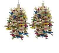 Wzxksoac 2X Large Parrot Chewing Toy - Bird Parrot Blocks Knots Tearing Toy Bird Cage Bite Toy For African Grey Macaws Cockatoos