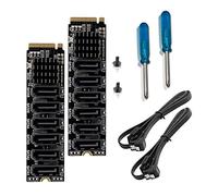 Wzxksoac 2X M.2 MKEY PCI-E Riser Card M.2 NVME to SATA3.0 PCIE to 6Gpbsx6-Port Expansion Card ASM1166 Support PM Function