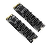Wzxksoac 2X M.2 NGFF PCIE B-Key to 3.0 5 Port Expansion Card 6Gbps Adapter Card JMB585 Chipset M.2 NVME to SATA3.0
