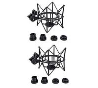Wzxksoac 2X Microphone Shock Mount Adjustable Mount Recording Mic Stand Metal Bracket Pod Microphone Stand (Black)