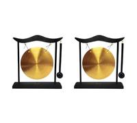 Wzxksoac 2X Mini Desktop Gong Table Wind Chime Percussion Instrument Cymbals Gongs with Mallet for Home Decor Housewarm Gift-A