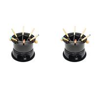 Wzxksoac 2X Mini Stainless Steel Fondue Pot Set Cheese Chocolate Fondue 12 Dipping Forks and Removable Pot Melts Candy Sauce Dip