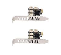 Wzxksoac 2X New 4 Ports PCIe Riser Adapter Board PCI-E 1x to 4 USB 3.0 PCI-E Rabbet GPU Riser Extender ETH