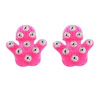 Wzxksoac 2X Palm Shaped Massage Glove Body Massager with 9 360-Degree-Roller Metal Roller Ball Beauty Body Care (Pink)