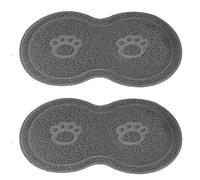 Wzxksoac 2X Pet Food PVC Mat Waterproof Non-Slip Pet Feeding Mat Pet Bowl Mat, Pet Feeding Tray for Cats and Dogs (Grey)
