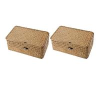 Wzxksoac 2X Seagrass Hand Woven Storage Box Storage Box Storage Basket Makeup Organizer Multipurpose Container with Lid