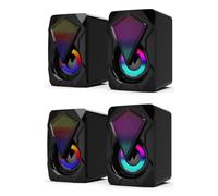 Wzxksoac 2X X2 Computer Speakers with Subwoofer for PC Desktop Computer LED Lighting Home Theater System USB Wired Sound Box