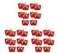 Wzxksoac 30 Pcs Gift Bag with Handle Paper Party Favor Bag Present Wrap Snack Bag with Bow Ribbon Present Favor Bags Red