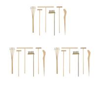 Wzxksoac 3X Mini Japanese Rake Bamboo Tool Set,Wooden Sand Play Therapy Toy Kit for Spiritual Peace Meditation