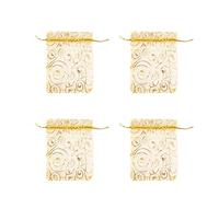 Wzxksoac 400Pcs Champagne Eyelash Organza Drawstring Pouches Jewelry Party Wedding Favor Gift Bags 3.5 Inch X4.3 Inch