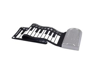 Wzxksoac 49-Key Hand-Rolled Piano with Speaker Portable Folding Children'S Piano Beginner Piano Teaching Instrument Silver