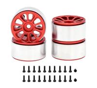 Wzxksoac 4PCS 1.0in Metal Wheel Rims for 1/24 1/18 RC Crawler Car Axial SCX24 AX24 FCX24 Enduro24 TRX4M,10-Spokes Red
